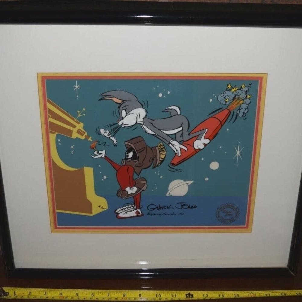 1988 Chuck Jones Bugs and Marvel II Framed Cel Artwork Hand signed 141/300